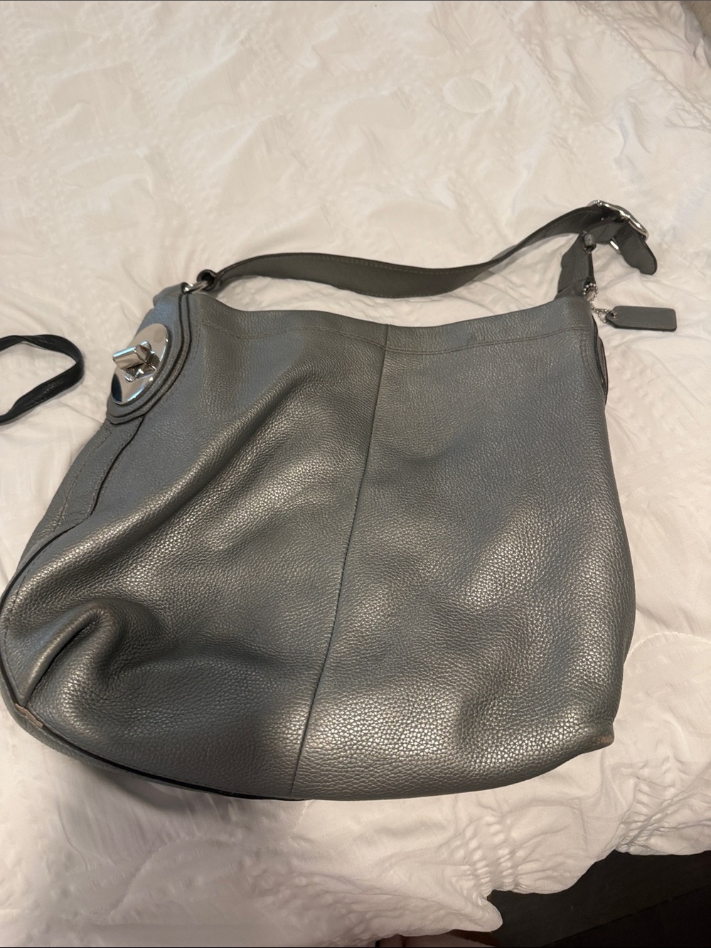 Gray Leather Shoulder Bag - Classic Women's Hobo Coach